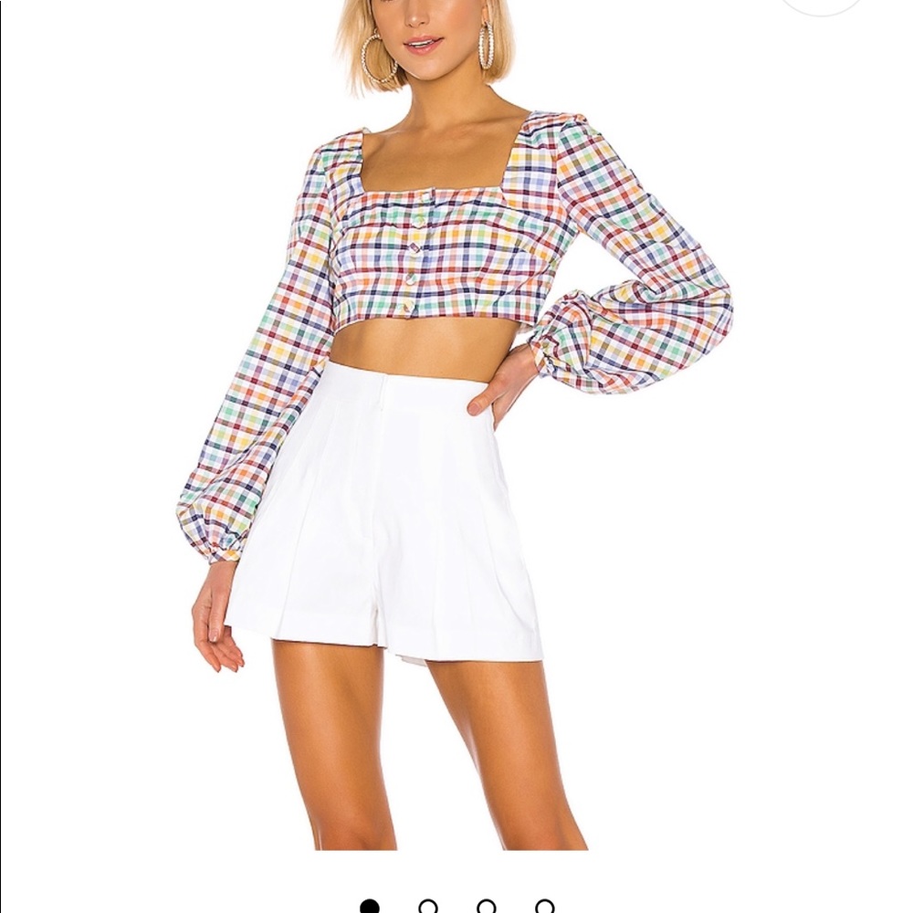 Multi colored rainbow checkered blouse
